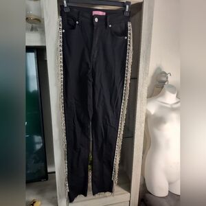 Azalea Wang, Boomin Rhinestone High-Rise Denim Black Jeans SZ 27